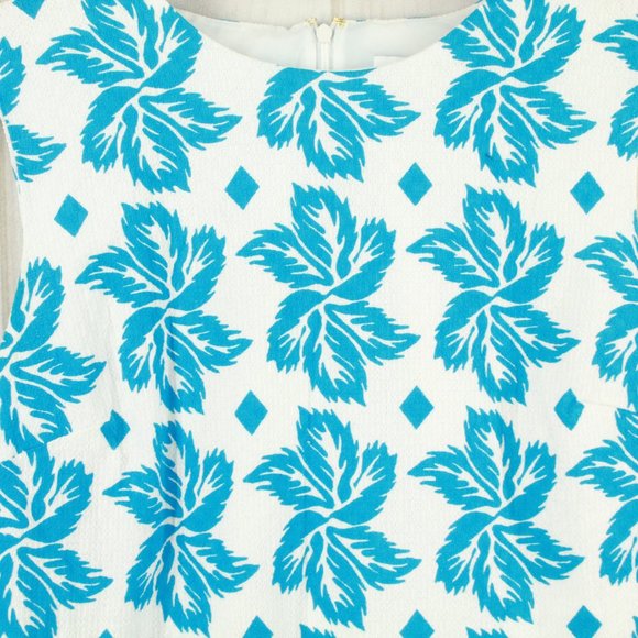 Diane von Furstenberg Blue Floral Print Flare Mini Dress Size 14 - Picture 6 of 12